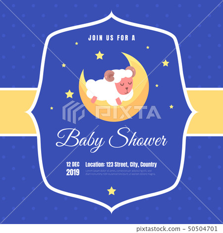 Baby Shower Invitation Template Blue Card With Stock Illustration 50504701 Pixta