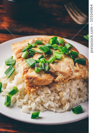 White rice with scrambled eggs with chicken and White rice with scrambled eggs with chicken and 50504964