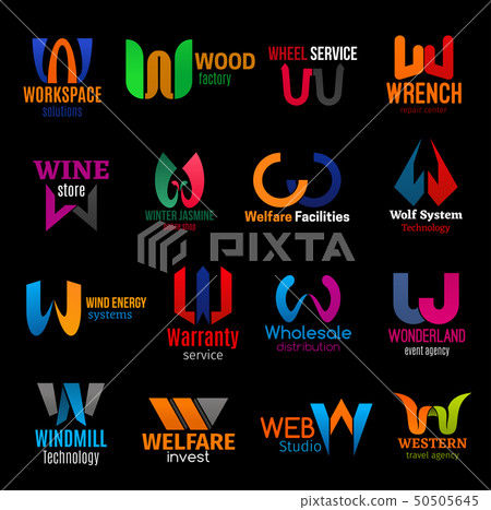 W corporate identity letter icons color trend set W corporate identity letter icons color trend set 50505645