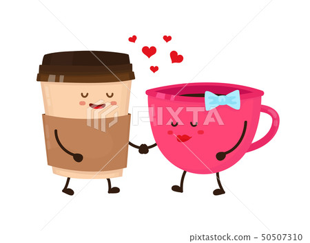 Coffee cups love flirt vector flat style  50507310