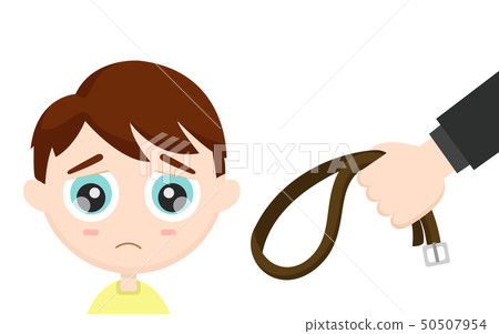 Sad frightened child and a parent's hand Sad frightened child and a parent's hand 50507954