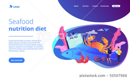 Seafood menu concept landing page. 50507988