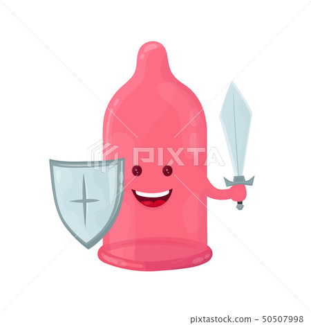 Condom with shield and sword. isolated  50507998
