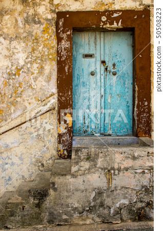 Maltese old blue door in Rabat city 50508223