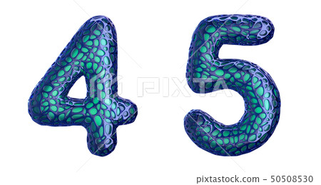 Number set 4, 5 made of blue plastic 3d rendering Number set 4, 5 made of blue plastic 3d rendering 50508530