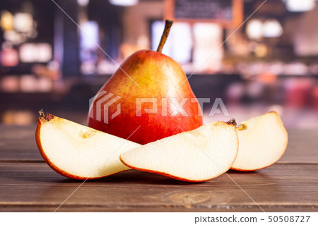 Fresh red pear with restaurant Fresh red pear with restaurant 50508727