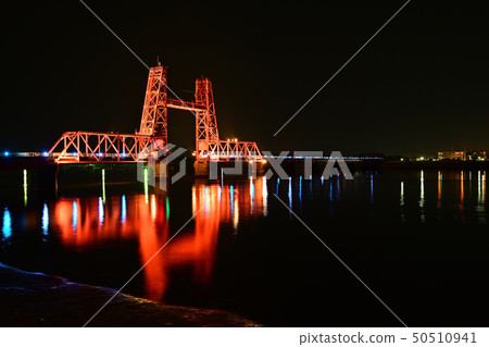 Chikugo River Shosen Bridge night view light up 50510941