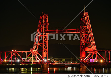 Chikugo River Shosen Bridge night view light up Chikugo River Shosen Bridge night view light up 50510957