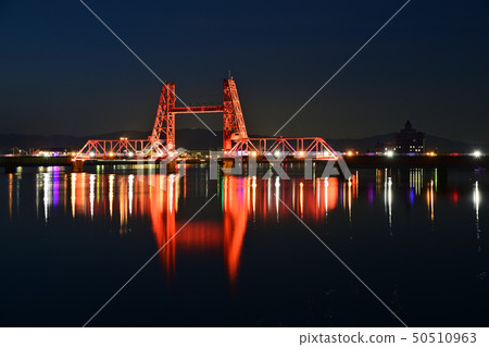 Chikugo River Shosen Bridge night view light up 50510963