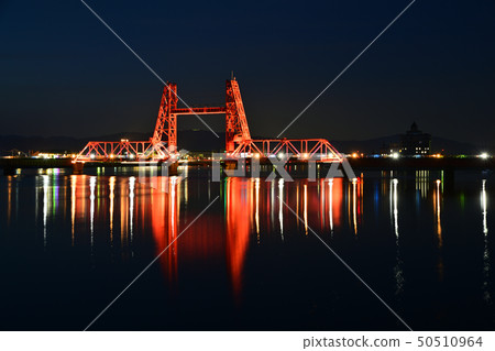 Chikugo River Shosen Bridge night view light up Chikugo River Shosen Bridge night view light up 50510964