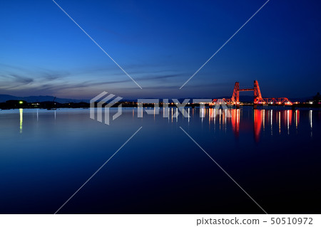 Chikugo River Shosen Bridge night view light up 50510972