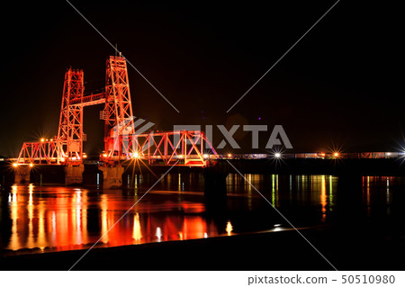 築後川Shosen橋夜景照亮 50510980