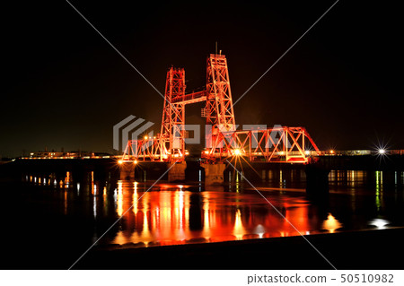 築後川Shosen橋夜景照亮 50510982