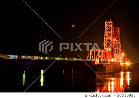 Chikugo River Shosen Bridge night view light up 50510983
