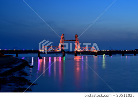 築後川Shosen橋夜景照亮 50511023