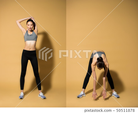 Fitness woman exercise warm up stretch arms legs Fitness woman exercise warm up stretch arms legs 50511878