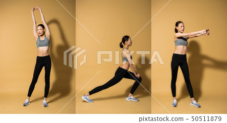 Fitness woman exercise warm up stretch arms legs Fitness woman exercise warm up stretch arms legs 50511879