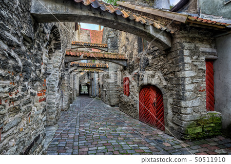 Old cobbled street in old town of Tallinn, Estonia Old cobbled street in old town of Tallinn, Estonia 50511910