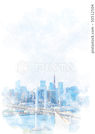 從Odaiba水彩樣式看的都市風景 從Odaiba水彩樣式看的都市風景 50512504