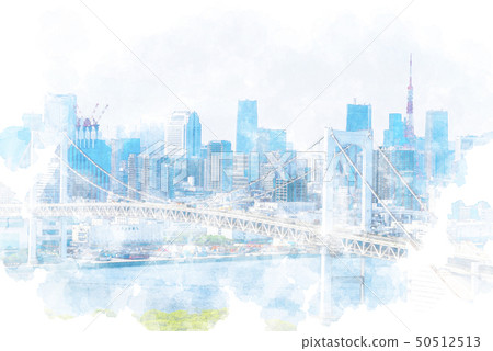 Urban landscape seen from Odaiba Watercolor style Urban landscape seen from Odaiba Watercolor style 50512513