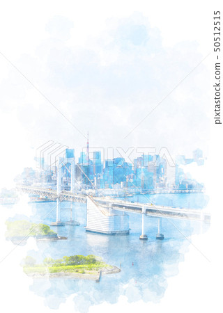 從Odaiba水彩樣式看的都市風景 50512515