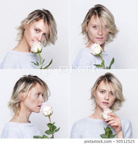 Woman with pink rose 50512525