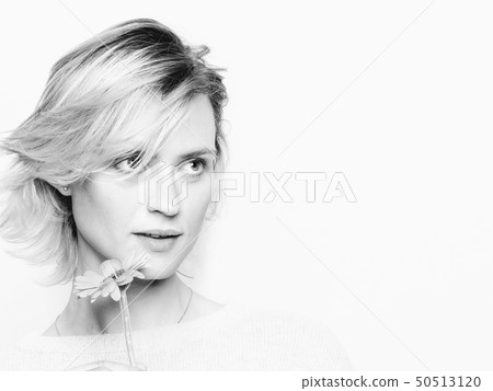 Woman with pink flower Woman with pink flower 50513120