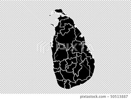 Sri Lanka map - High detailed Black map with 50513887