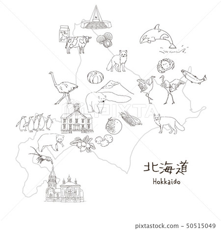 北海道觀光特產產品手繪草圖插圖地圖 北海道觀光特產產品手繪草圖插圖地圖 50515049