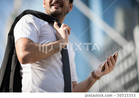 Relax businessman smiling after talk to partner. 50515353