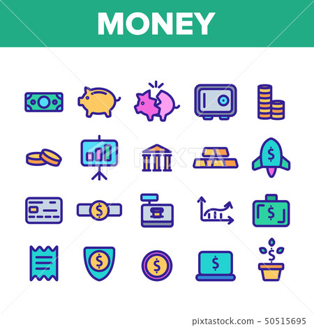 Money Savings, Banking Linear Vector Illustrations Money Savings, Banking Linear Vector Illustrations 50515695