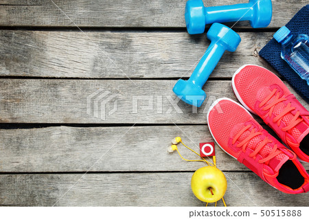 Set of sports accessories for fitness concept with Set of sports accessories for fitness concept with 50515888