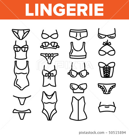 Lingerie Accessories Items Linear Vector Icons Set 50515894