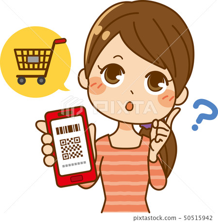 Woman doing barcode payment Woman doing barcode payment 50515942