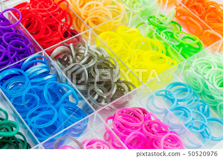 Colorful of elastic loom bands. 50520976
