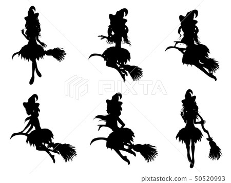 Witch with Broom Silhouette Witch with Broom Silhouette 50520993