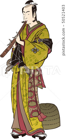 shakuhachi yellow dress Young man playing shakuhachi -