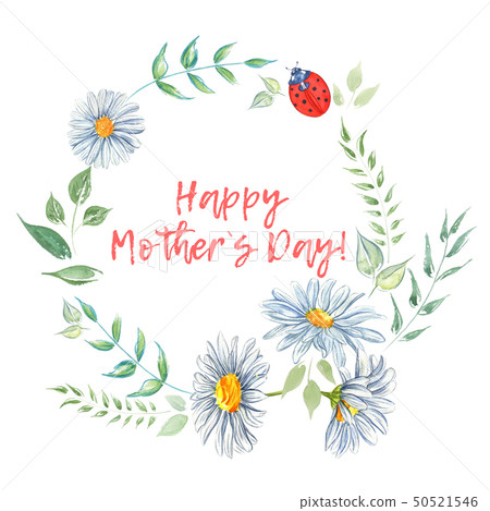 Happy Mothers Day Watercolor Floral Frames Stock Illustration 50521546 Pixta
