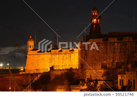 Night in Senglea and Clock tower of the Maritime Night in Senglea and Clock tower of the Maritime 50521746