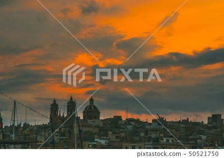 Beautiful evening in Senglea and Basilica Beautiful evening in Senglea and Basilica 50521750