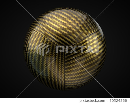 golden Carbon fiber sphere on black background. 3d illustration 50524266
