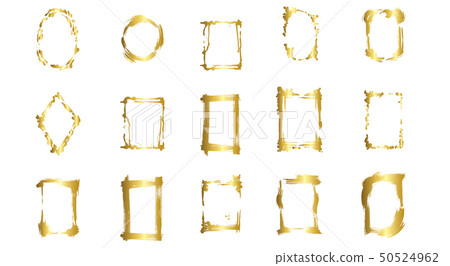 Set of dry brush frames. Hand drawn artistic frames. Golden engraved ink art. Isolated frame 50524962
