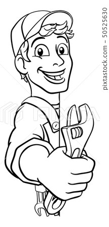 Mechanic Plumber Wrench Spanner Cartoon Handyman Mechanic Plumber Wrench Spanner Cartoon Handyman 50525630