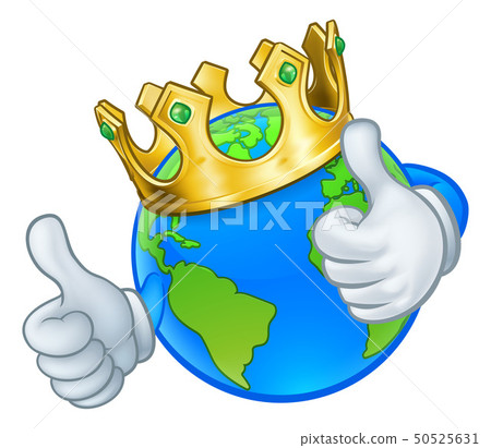 King Gold Crown Earth Globe World Cartoon Mascot 50525631