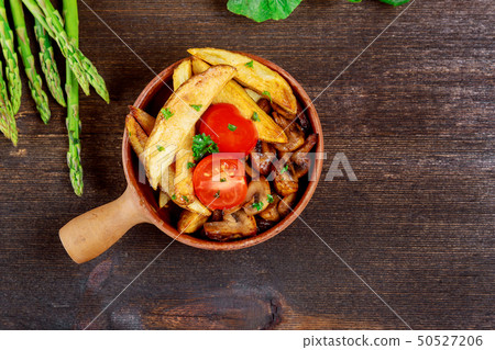 French stick potato with mushroom and asparagus French stick potato with mushroom and asparagus 50527206