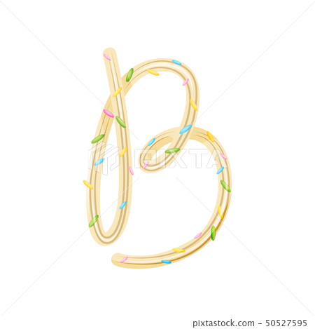 English letter B in a spiral candy. Vector illustration on white background. 50527595