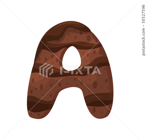 English letter A in the form of a chocolate cake. Vector illustration on white background. 50527596