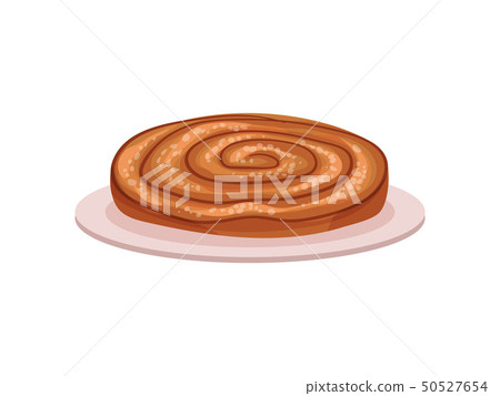 Traditional Spanish cake ensaimada. Vector illustration on white background. Traditional Spanish cake ensaimada. Vector illustration on white background. 50527654