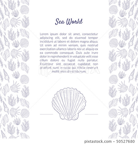 Sea World Banner Template with Place for Text and Underwater Natural Elements Pattern, Undersea Sea World Banner Template with Place for Text and Underwater Natural Elements Pattern, Undersea 50527680