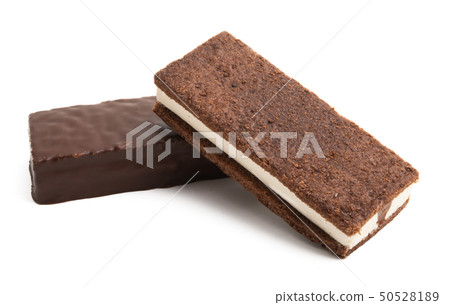 chocolate sponge cake with milk souffle 50528189